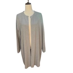 EAST‎ Women's Grey Merino Wool Long Sleeve Open Front Cardigan Sweater